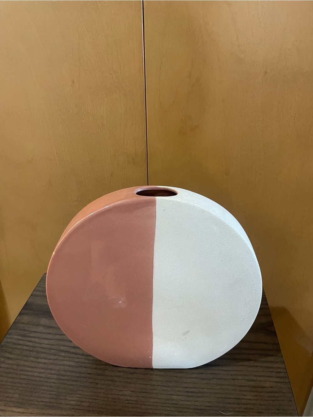 Kirklands Round Two-Tone Ceramic Vase - Terracotta & White